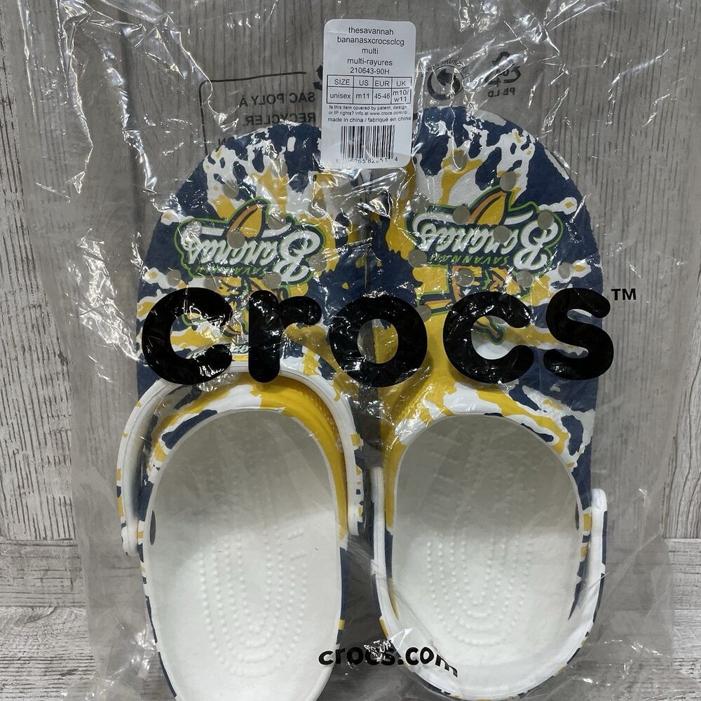 Crocs Savannah Bananas Banana Ball Unisex Clogs Size Men’s 11 Yellow Blue New - Picture 9 of 9